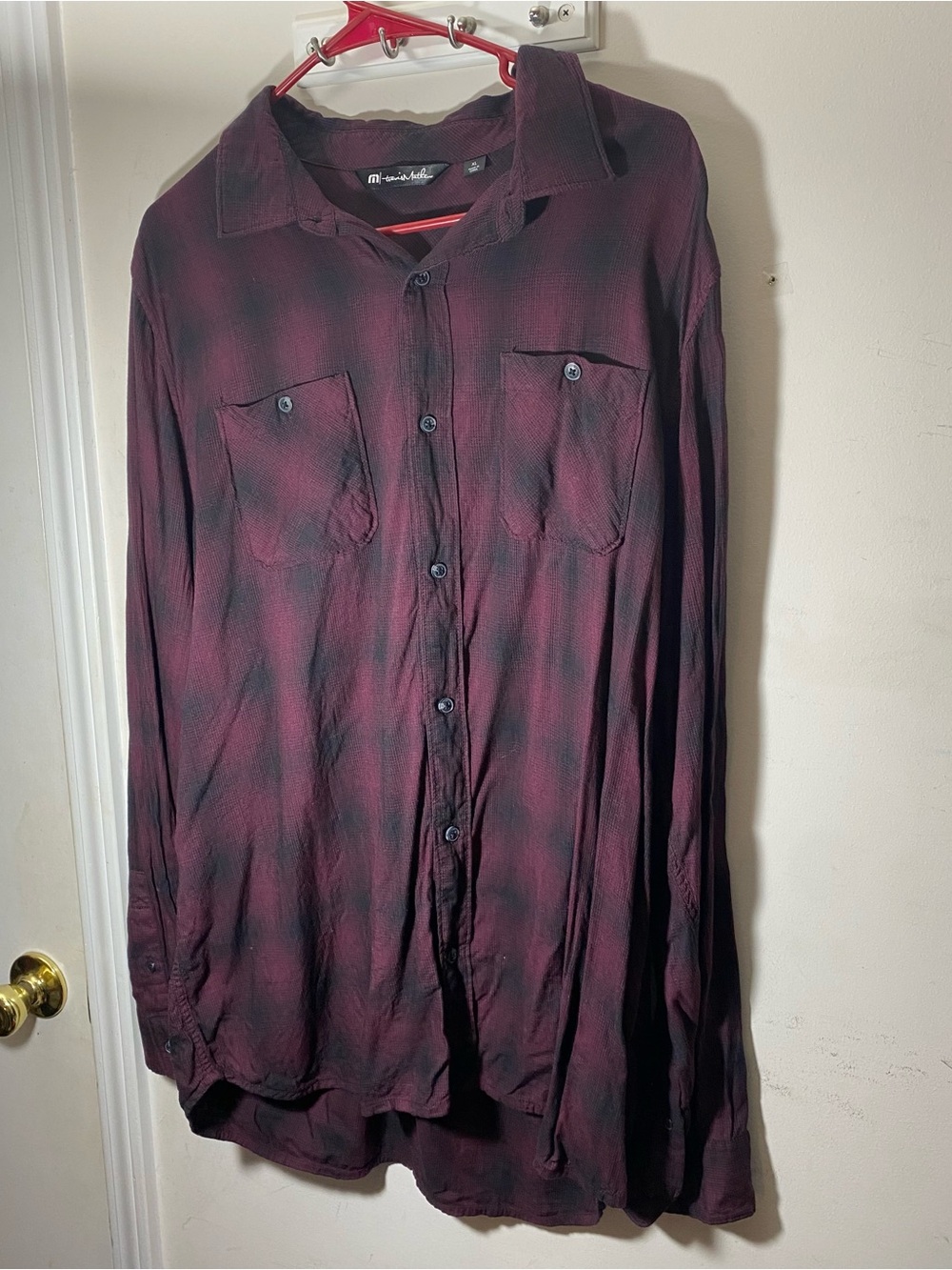 Travis Mathew Burgundy and Black Lightweight Shirt Jacket